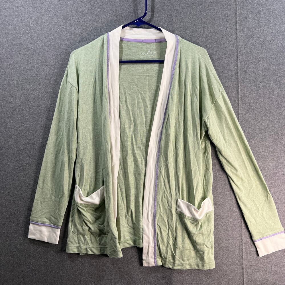 Cuddl Duds Seriously Soft Open-Front Cardigan Green Size X-Small